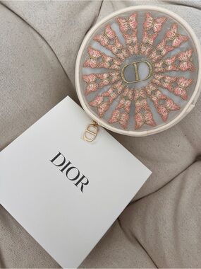 BRAND NEW DIOR Round Embroidered Butterfly Pouch